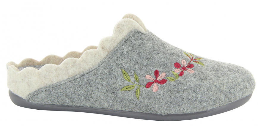 Damen Pantoffel Nesrin grau-natur